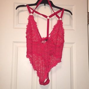 Red lace garment